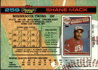 1991 Stadium Club #259a Shane Mack