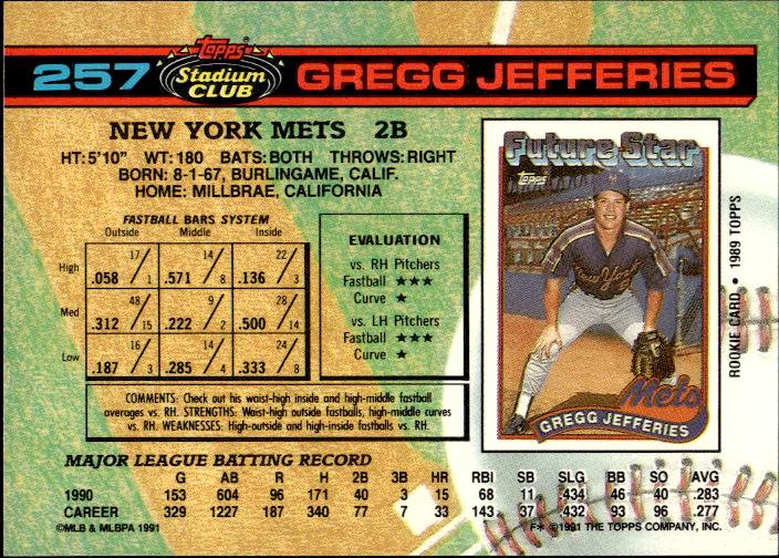 1991 Stadium Club #257 Gregg Jefferies