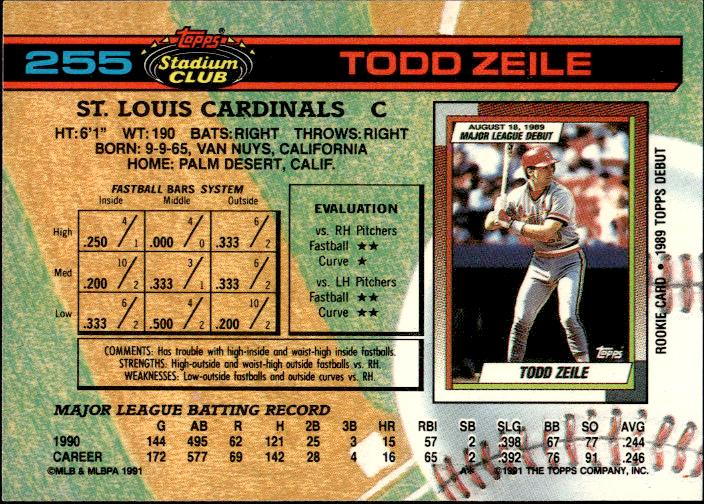 1991 Stadium Club #255 Todd Zeile