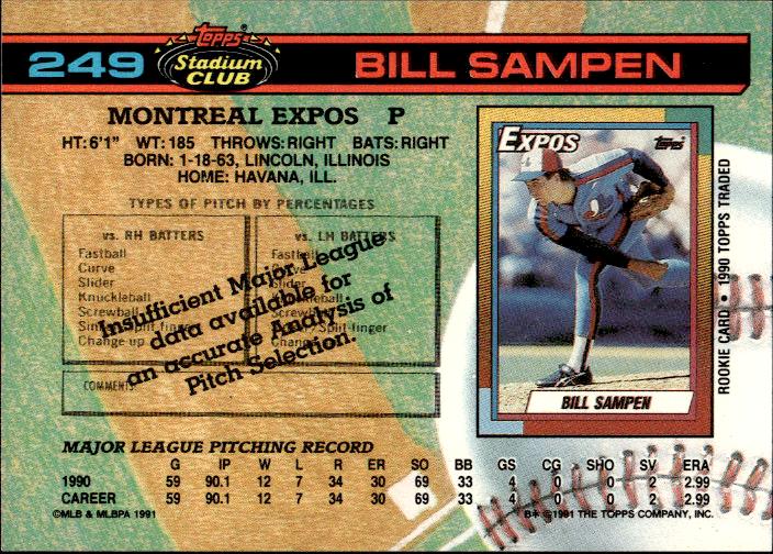 1991 Stadium Club #249 Bill Sampen