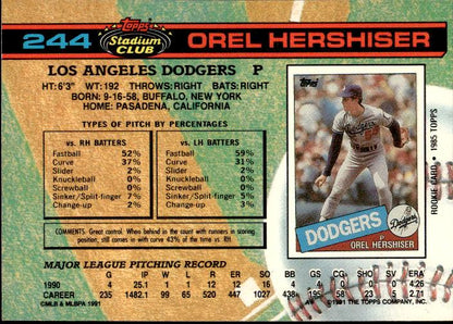 1991 Stadium Club #244 Orel Hershiser