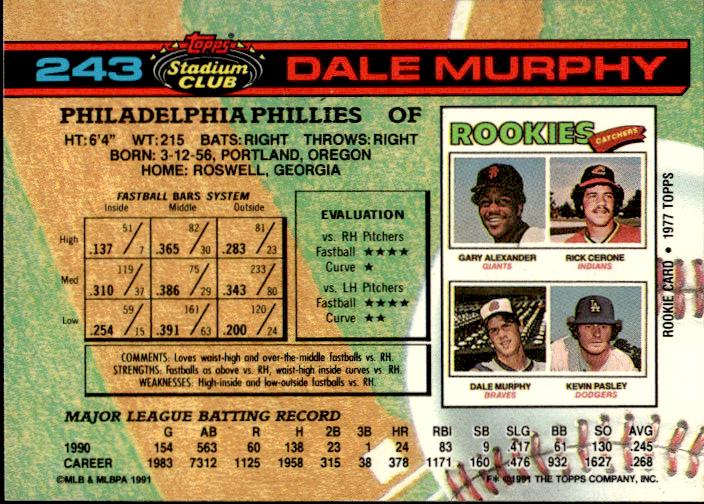 1991 Stadium Club #243 Dale Murphy