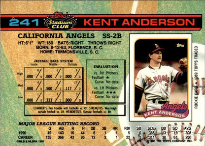 1991 Stadium Club #241a Kent Anderson