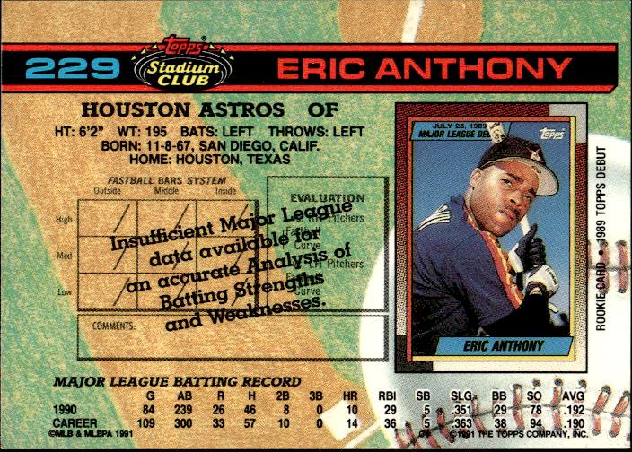 1991 Stadium Club #229 Eric Anthony