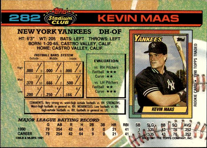 1991 Stadium Club #282a Kevin Maas