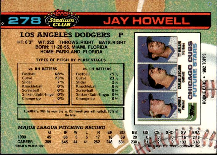 1991 Stadium Club #278 Jay Howell