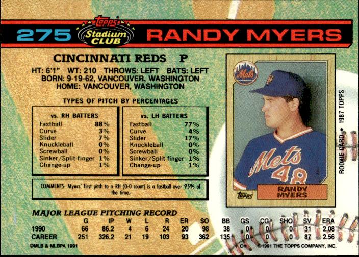 1991 Stadium Club #275a Randy Myers