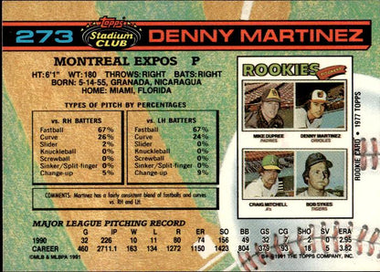 1991 Stadium Club #273 Denny Martinez