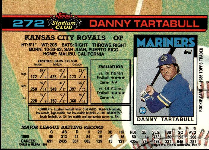 1991 Stadium Club #272a Danny Tartabull