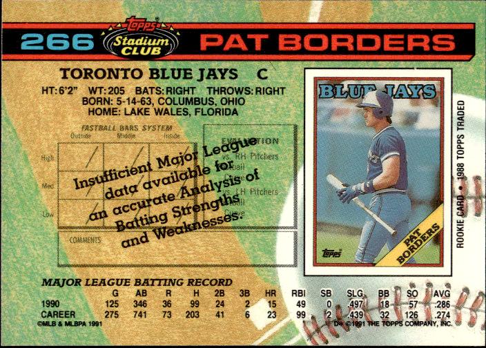 1991 Stadium Club #266a Pat Borders