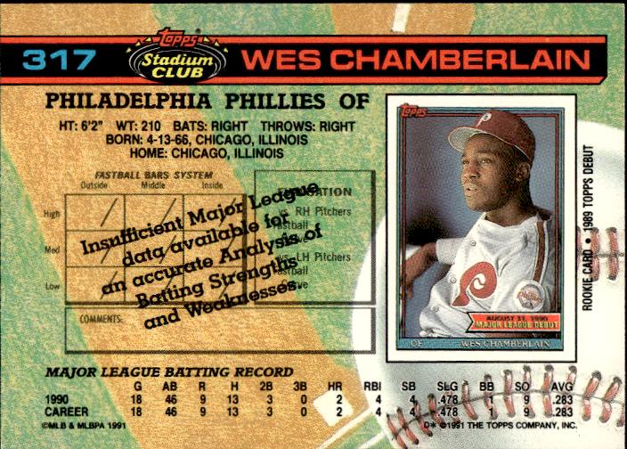 1991 Stadium Club #317 Wes Chamberlain