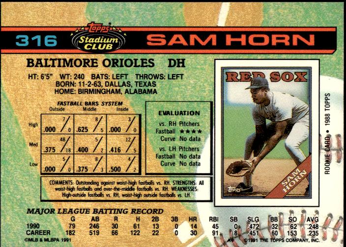 1991 Stadium Club #316 Sam Horn