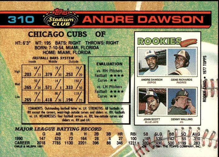 1991 Stadium Club #310 Andre Dawson