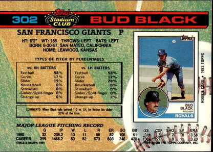 1991 Stadium Club #302a Bud Black