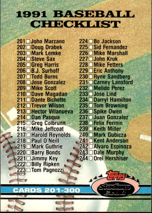 1991 Stadium Club #300a Checklist: 201-300