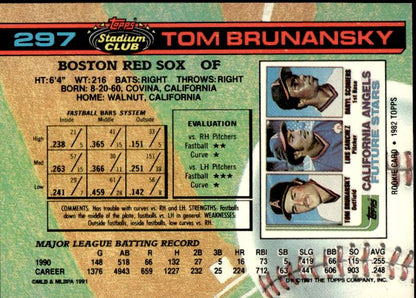 1991 Stadium Club #297b Tom Brunansky