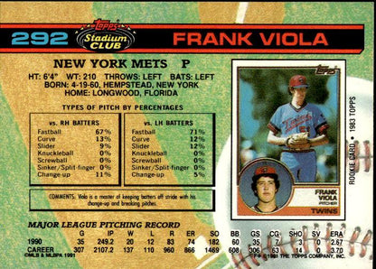 1991 Stadium Club #292 Frank Viola