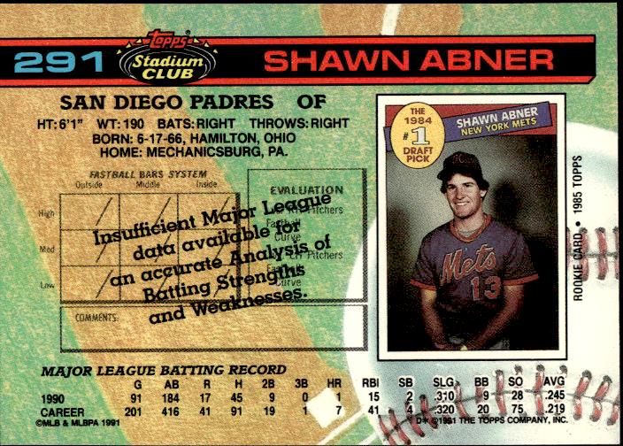 1991 Stadium Club #291 Shawn Abner