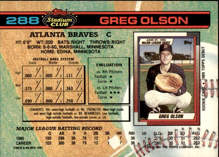 1991 Stadium Club #288b Greg Olson