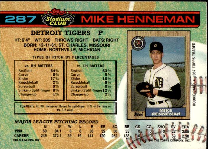 1991 Stadium Club #287 Mike Henneman