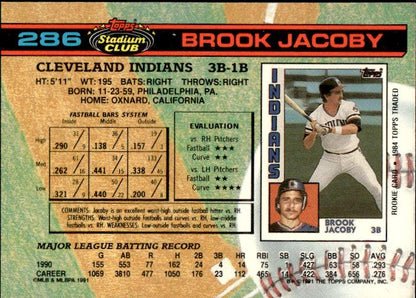 1991 Stadium Club #286a Brook Jacoby