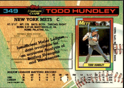 1991 Stadium Club #349 Todd Hundley