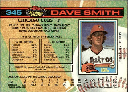 1991 Stadium Club #345a Dave Smith