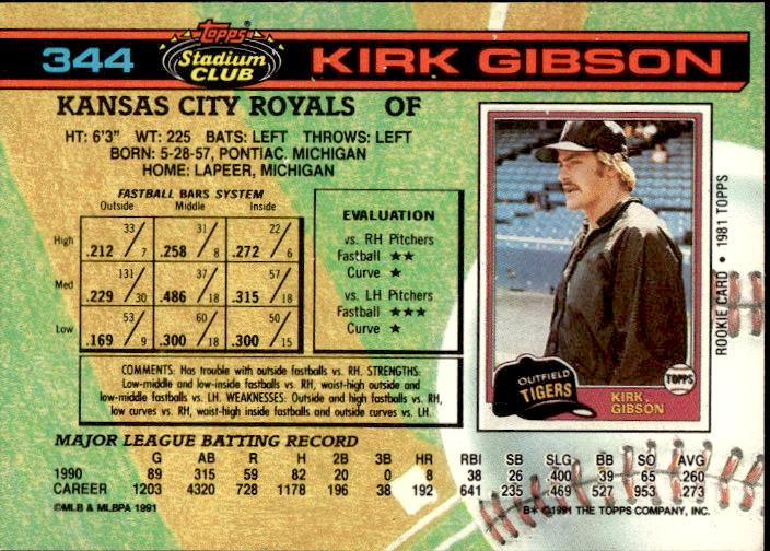 1991 Stadium Club #344a Kirk Gibson