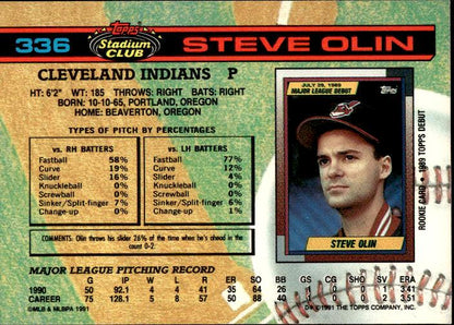 1991 Stadium Club #336a Steve Olin