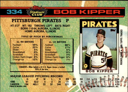 1991 Stadium Club #334a Bob Kipper