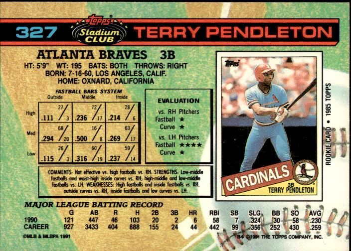 1991 Stadium Club #327 Terry Pendleton