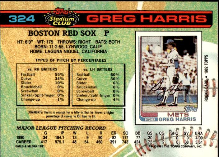 1991 Stadium Club #324a Greg Harris