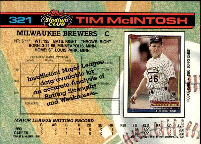 1991 Stadium Club #321b Tim McIntosh