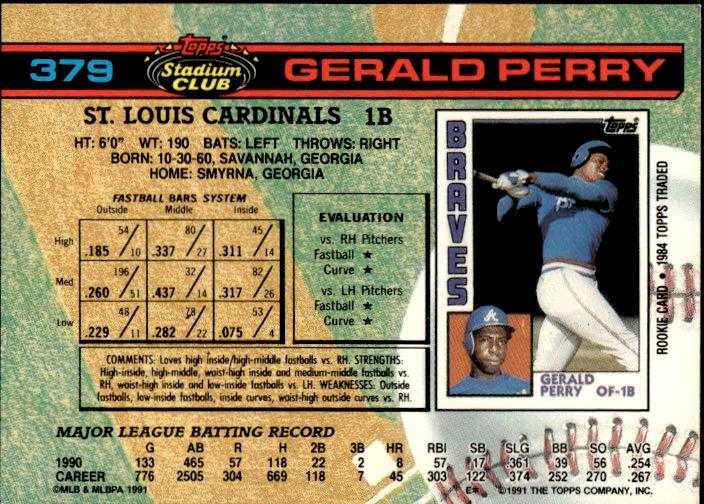 1991 Stadium Club #379b Gerald Perry