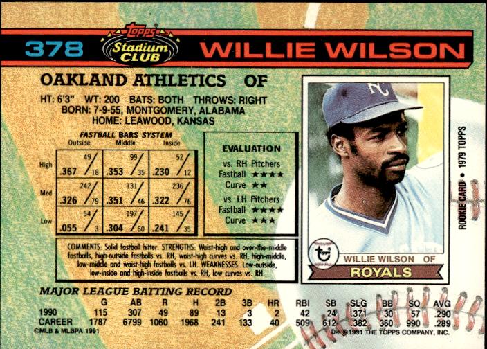 1991 Stadium Club #378 Willie Wilson