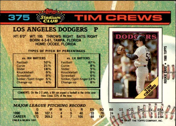 1991 Stadium Club #375a Tim Crews