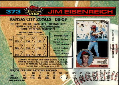 1991 Stadium Club #373a Jim Eisenreich