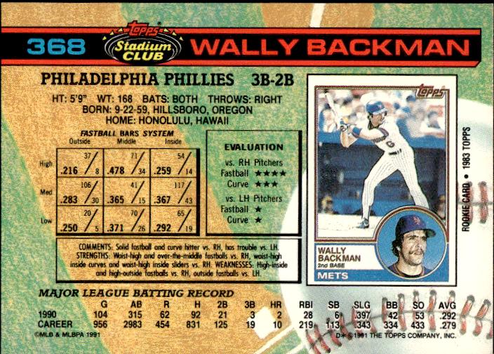 1991 Stadium Club #368a Wally Backman