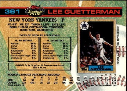 1991 Stadium Club #361a Lee Guetterman