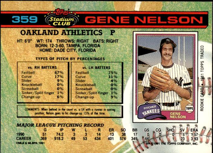 1991 Stadium Club #359a Gene Nelson