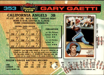 1991 Stadium Club #353 Gary Gaetti