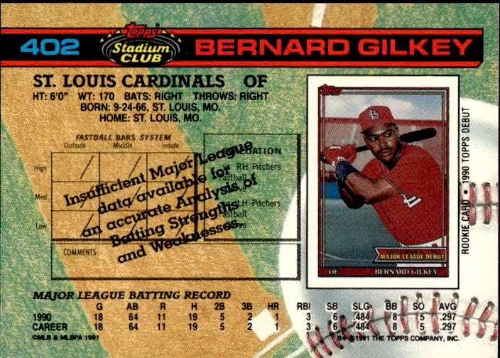 1991 Stadium Club #402a Bernard Gilkey