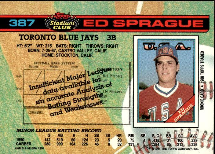 1991 Stadium Club #387 Ed Sprague