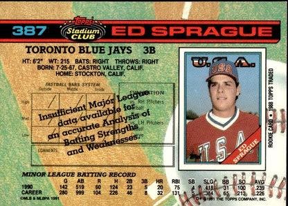 1991 Stadium Club #387 Ed Sprague