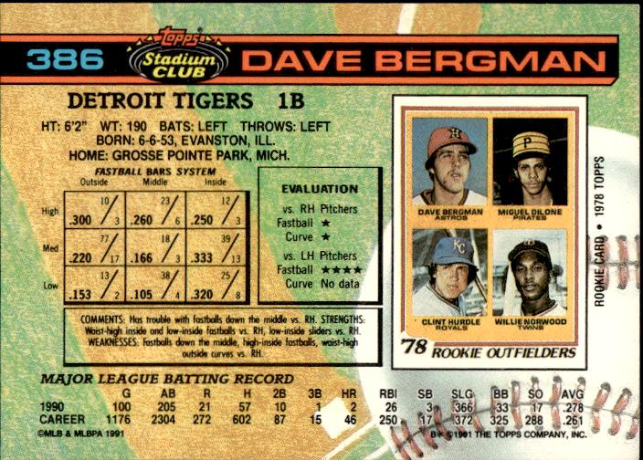 1991 Stadium Club #386 Dave Bergman