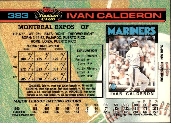 1991 Stadium Club #383 Ivan Calderon