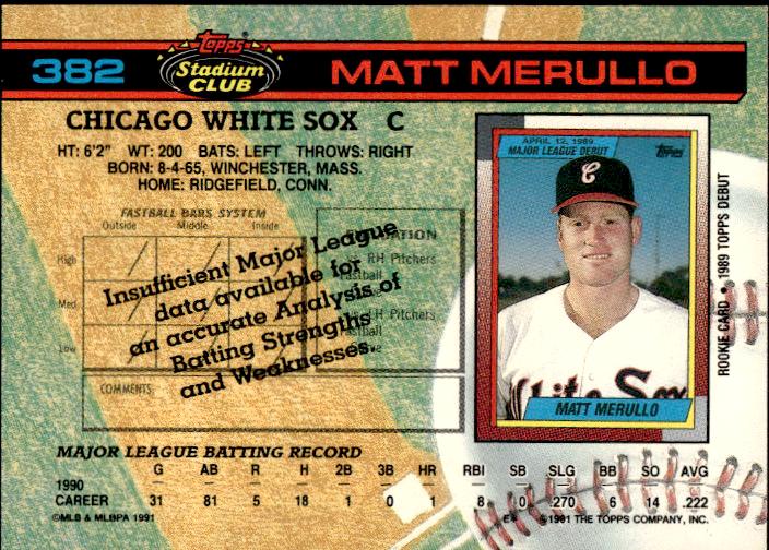 1991 Stadium Club #382b Matt Merullo