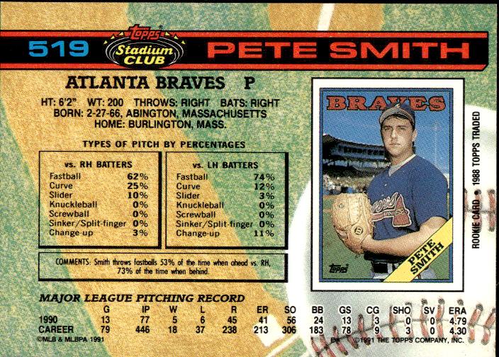 1991 Stadium Club #519 Pete Smith