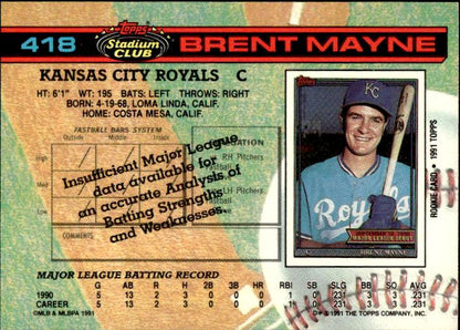 1991 Stadium Club #418 Brent Mayne