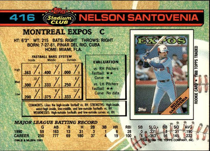 1991 Stadium Club #416 Nelson Santovenia